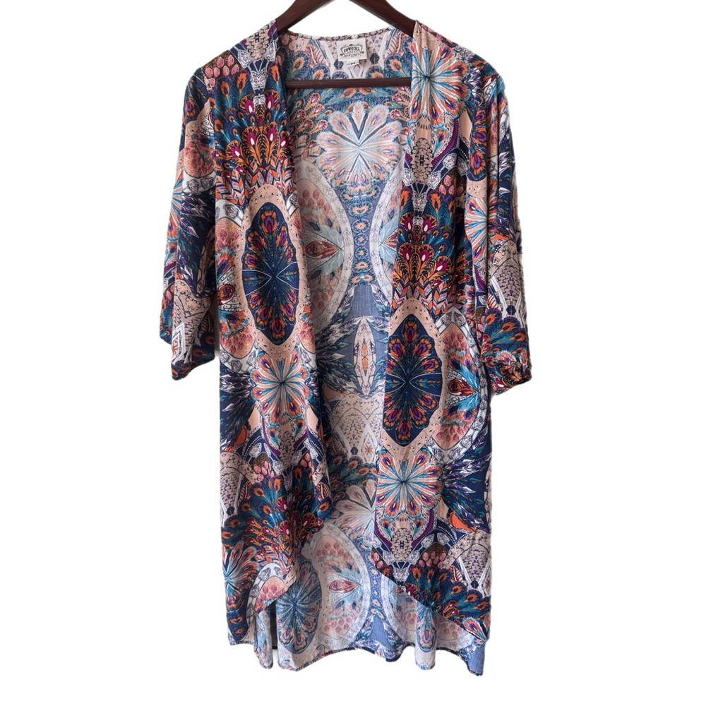 COWGIRL JUSTICE Topper Kimono Cardigan Duster Tribal Celestial Rodeo Boho Sz M